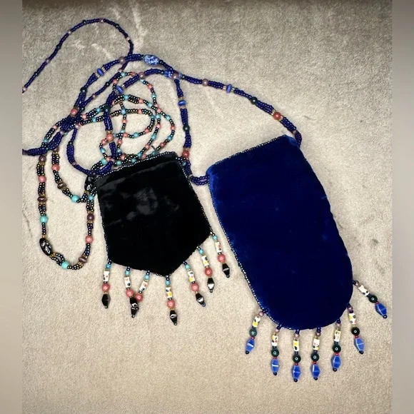 Mini Hand Beaded Velvet Amulet Bags - Picture 3 of 7